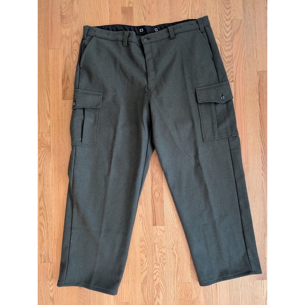 VTG Big Bill Pants Mens 46x33 Green Cargo Wool Military Style Field Trousers